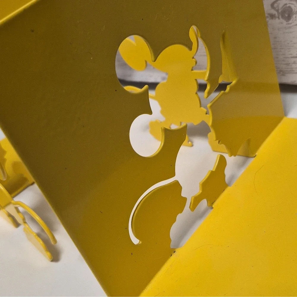 Möller Design Mickey Mouse Bookends Michael Graves Yellow Metal Disney Set Of 2